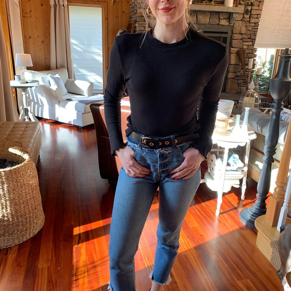 Ruffled Black Long Sleeve